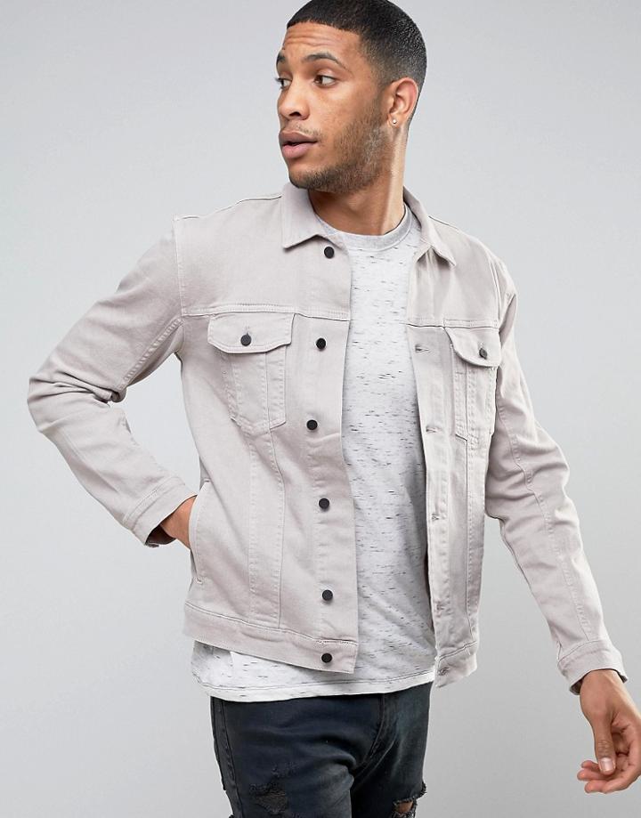 Religion Denim Jacket In Washed Gray Denim - Gray