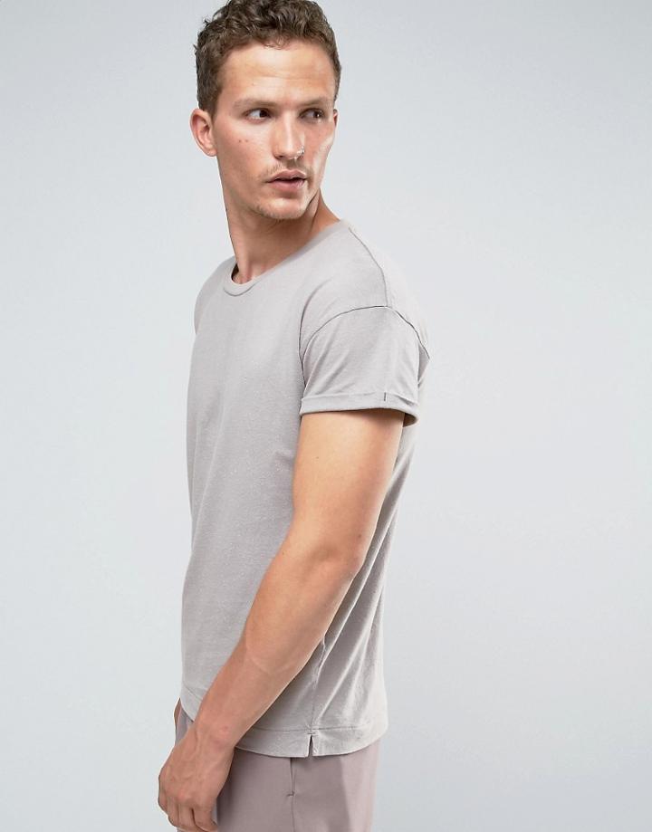 Selected Homme T-shirt With Nep - Gray