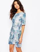 Boss Orange Asplashy Tie Waist Dress In Abstract Print - Open Miscellaneous