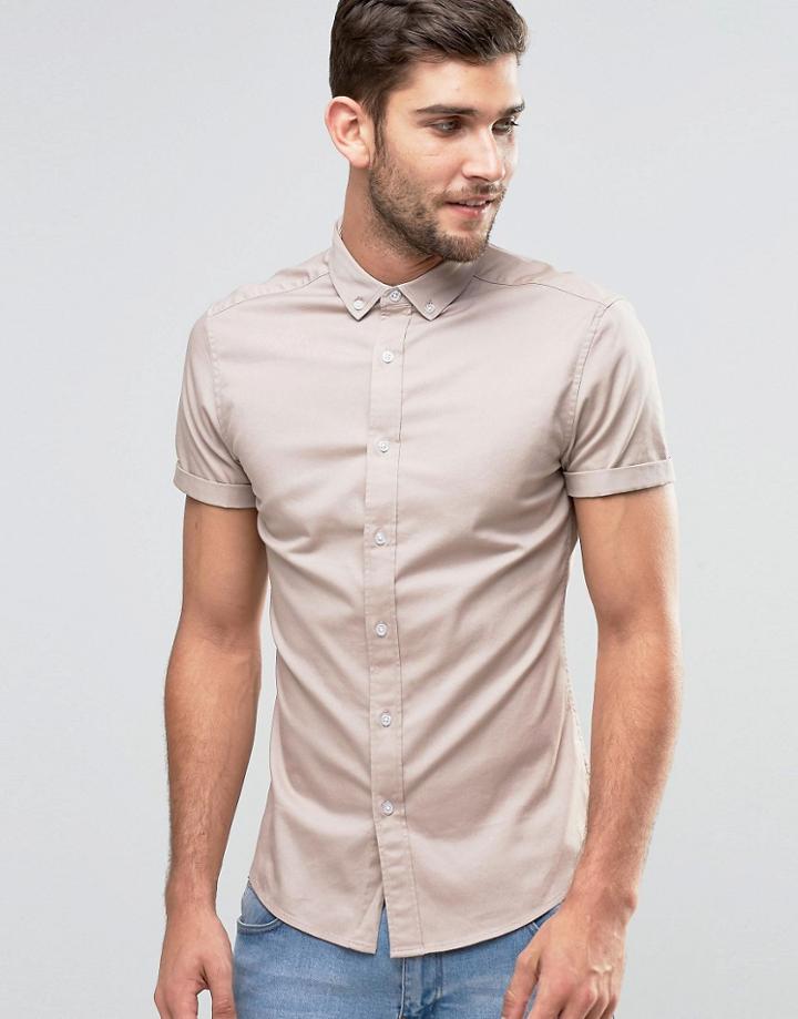 Asos Skinny Shirt In Pink - Sphinx