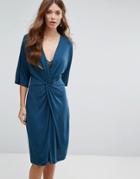 Mango Knot Front Jersey Dress - Black