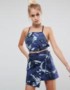 The Ragged Priest Crop Top In Camo Co-ord - Blue