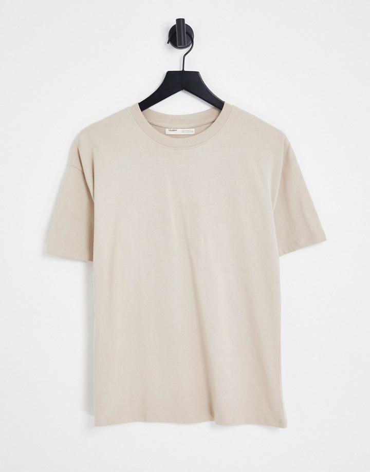 Pull & Bear Oversized T-shirt In Stone-neutral