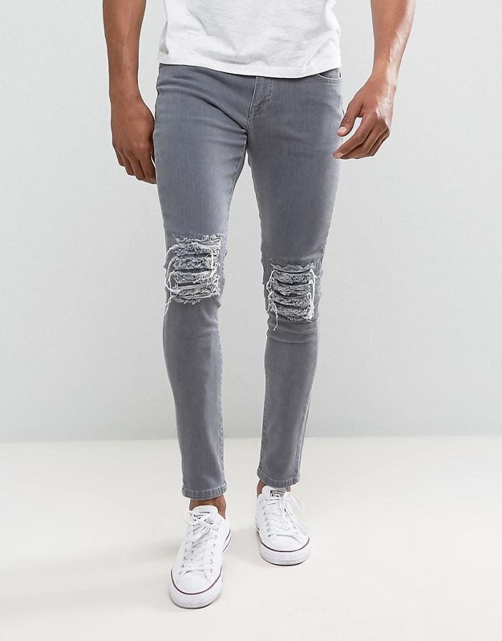 Brooklyn Supply Co Ripped Knee Skinny Jeans - Blue