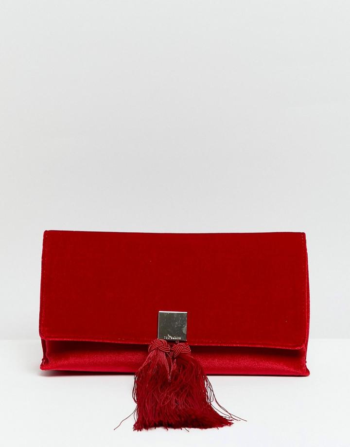 Ted Baker Karly Velvet Tassle Clutch - Red