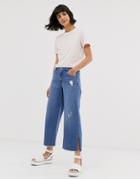 Only Wide Leg Cropped Jean-blue