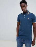 Abercrombie & Fitch Icon Logo Tipped Slim Fit Stretch Pique Polo In Blue - Blue