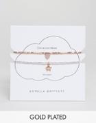 Estella Bartlett Silver And Gold Plated Plated Bracelet Set - Gold