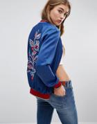 Tommy Hilfiger Bomber Jacket With Back Embroidery - Blue