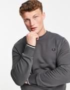 Fred Perry Crew Neck Sweatshirt In Gunmetal-grey