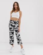 Asos Design Camo Combat Pants In Mono - Multi