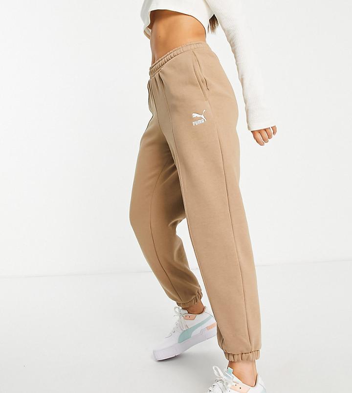 Puma Oversized Pleated Sweatpants In Tan - Exclusive To Asos-brown