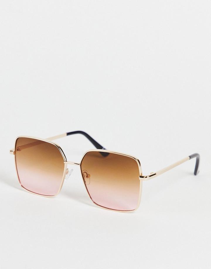 Asos Design Oversizd 70s Sunglasses In Gold Frame