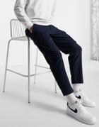 Selected Homme Loose Fit Tapered Cargo Pants In Navy With Organic Cotton