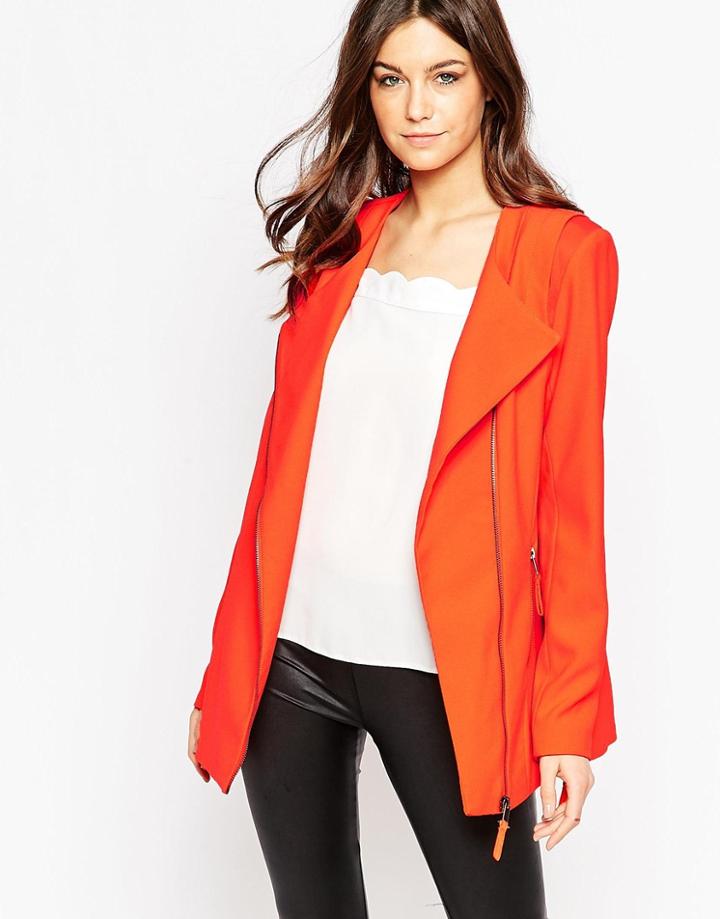 Y.a.s Tracy Asymmetric Zip Soft Jacket - Red