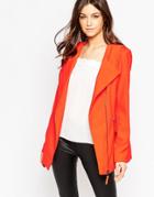 Y.a.s Tracy Asymmetric Zip Soft Jacket - Red