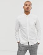 Hugo Ermann Oxford Shirt With Contrast Logo In White