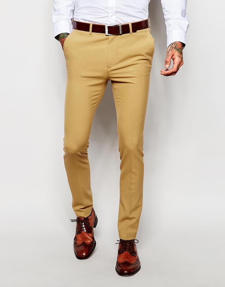 Asos Super Skinny Suit Pants In Camel - Camel
