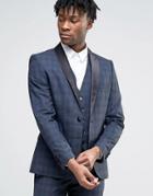 Selected Wedding Check Suit Jacket - Navy