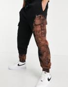 Karl Kani Signature Bleached Cargo Sweatpants In Black