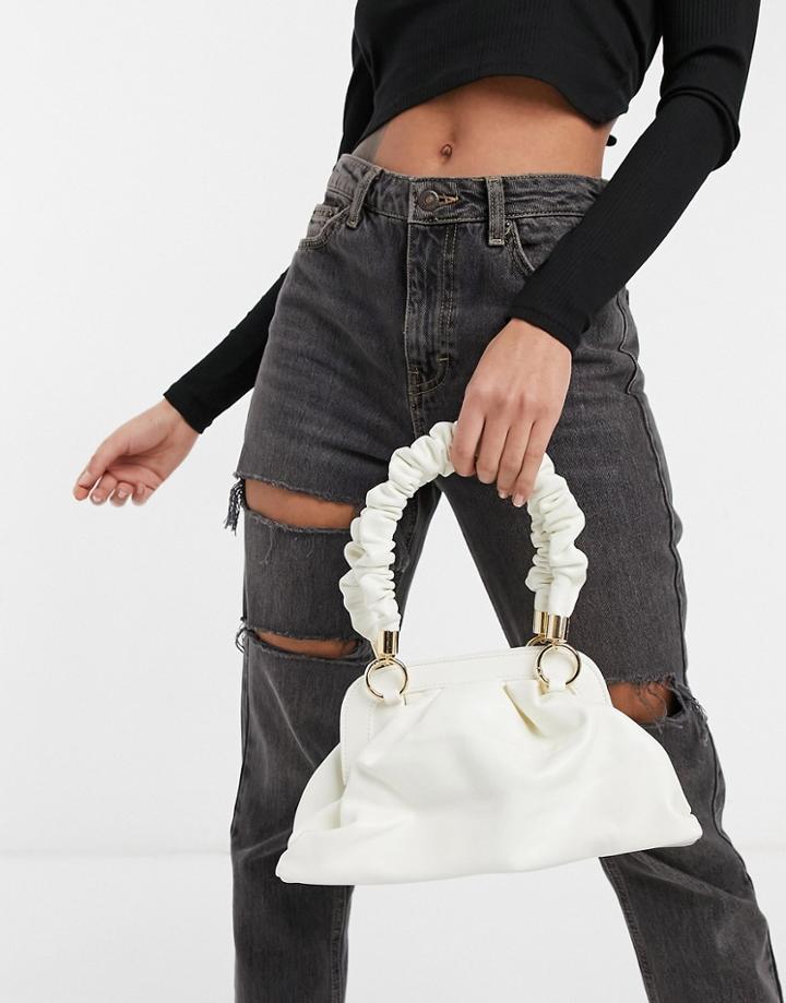 Ego X Molly Mae Handheld Mini Bag With Ruched Handle In White
