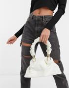 Ego X Molly Mae Handheld Mini Bag With Ruched Handle In White