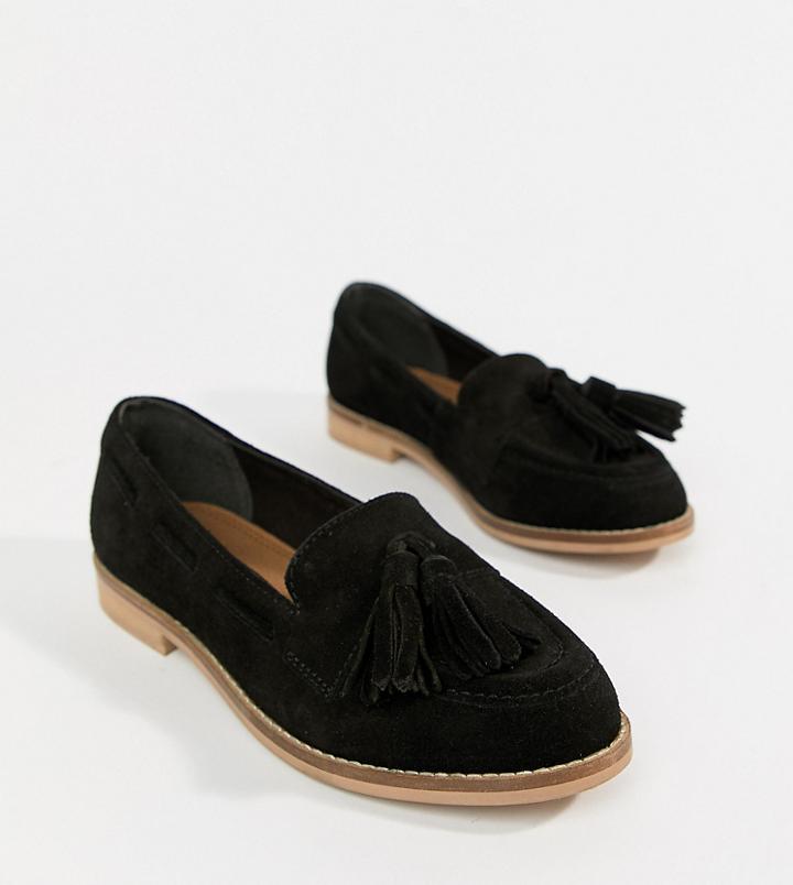 Asos Design Messenger Suede Tassel Loafers-black