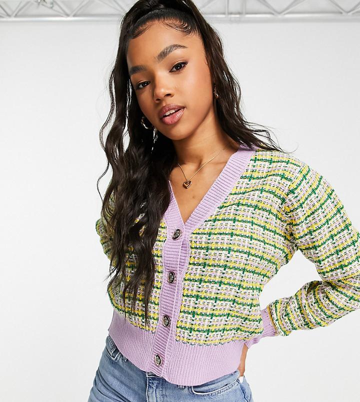 Pieces Exclusive Cardigan In Lilac Check-multi