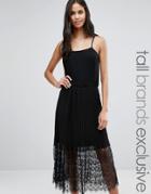 Y.a.s Tall Line Cami Strap Lace Midi Dress - Black