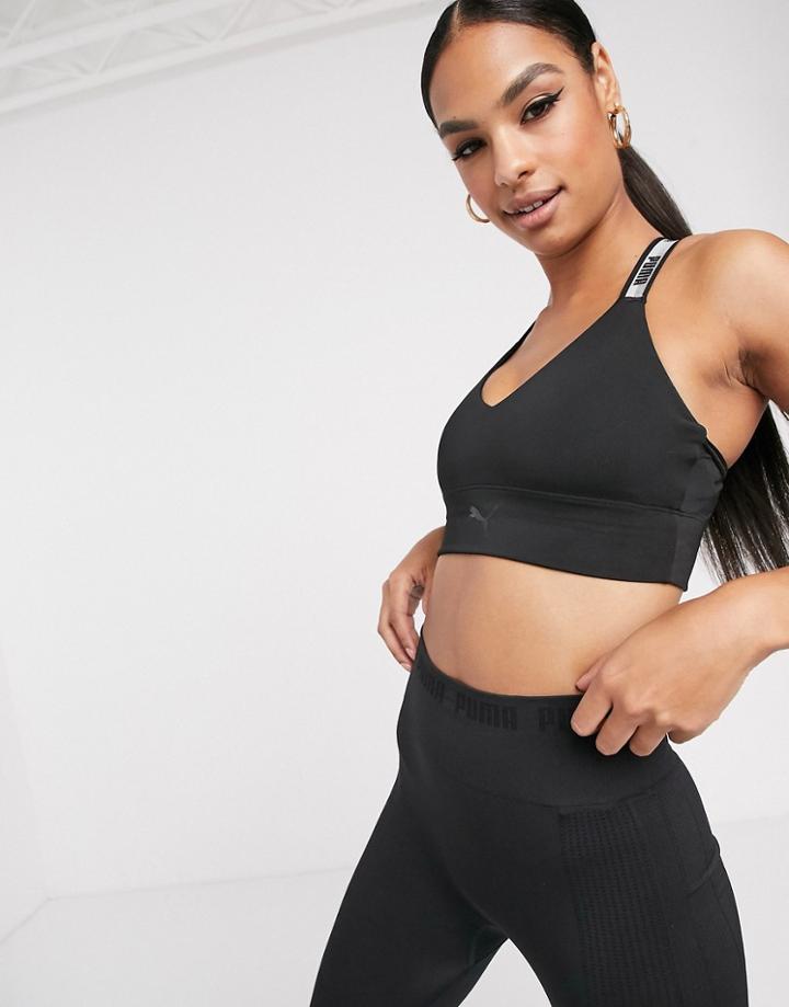 Puma Soft Sport Crop Top In Black - Black