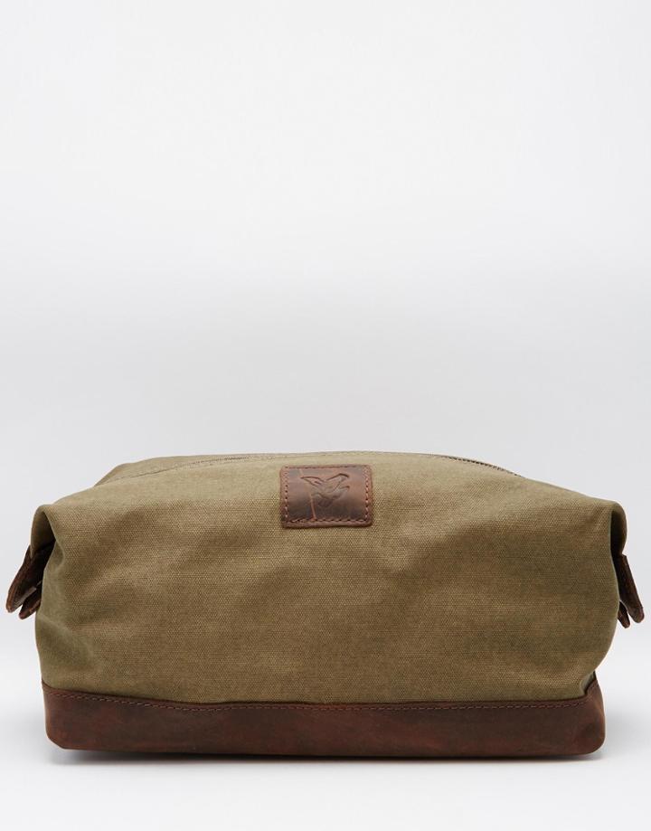 Lyle & Scott Canvas Toiletry Bag - Brown