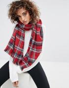 Boardmans Plaid Print Oversized Scarf - Red