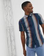 Farah Donnally Short Sleeve Stripe Shirt In Navy
