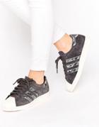 Adidas Originals Black Superstar Sneakers With Faux Snake Detail - Black