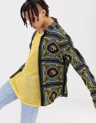 Asos Design Regular Fit Baroque Leopard Print Placement Print Shirt. - Blue