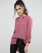 Only New Fallow Monk Collar Shirt - Pink