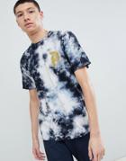 Primitive Bleach Wash T-shirt With Large Back Print In Black - Black