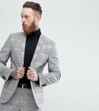 Heart & Dagger Slim Suit Jacket In Pow Check - Gray
