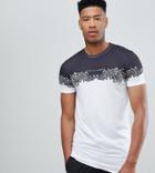 Criminal Damage Tall T-shirt In White With Baroque Panel Exclusive To Asos - White