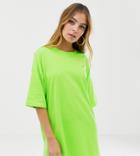Asos Design Petite Neon T-shirt Dress - Green