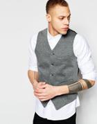 Asos Slim Waistcoat In Jersey In Grey - Charcoal