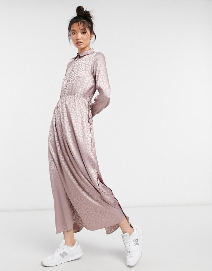 Urban Threads Midi Dress In Champagne Jacquard-neutral