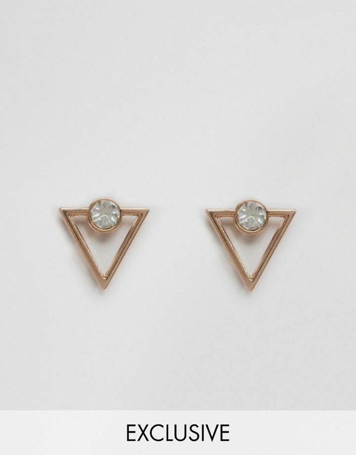 Reclaimed Vintage Gem Triangle Collar Tips - Silver