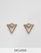 Reclaimed Vintage Gem Triangle Collar Tips - Silver