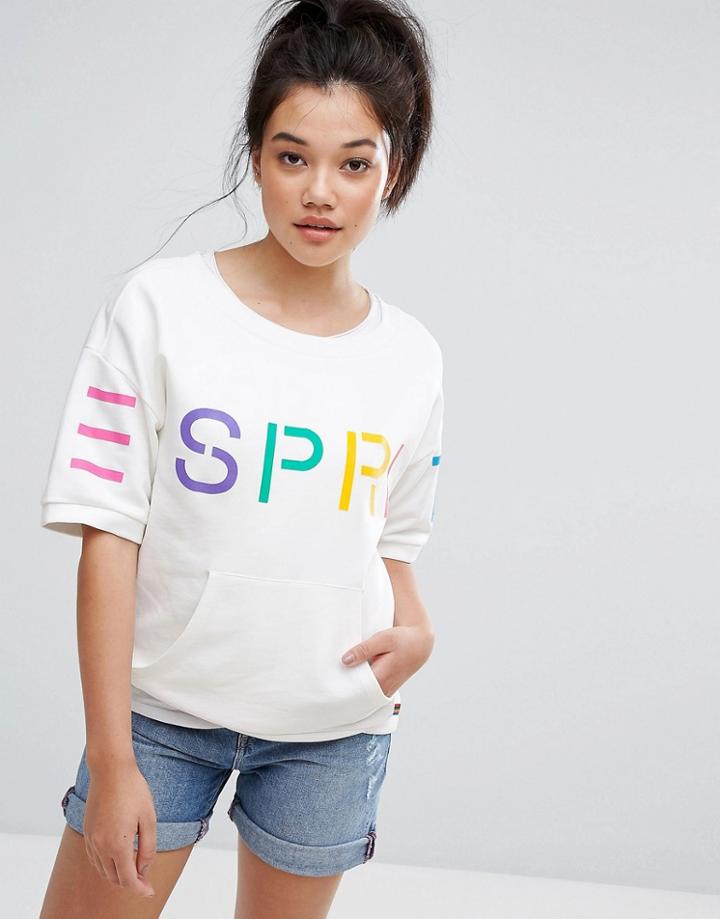 Esprit Heritage Slogan Sweat Top - Cream