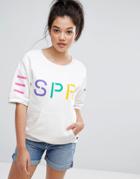 Esprit Heritage Slogan Sweat Top - Cream