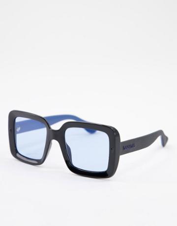 Havaianas Geriba Blue Lenses Square Lens Sunglasses In Black