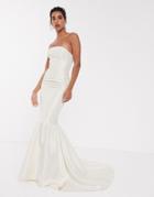 Asos Edition Bandeau Wedding Dress With Trumpet Hem-white