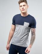 Jack & Jones Core T-shirt With Cut And Sew Panel And Pocket - Gray