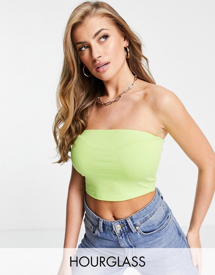 Asos Design Hourglass Ultimate Crop Bandeau Top In Lime-green